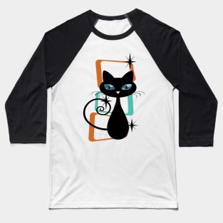 Retro Kitty Cat against Atomic Minimalistic Background Baseball T-Shirt